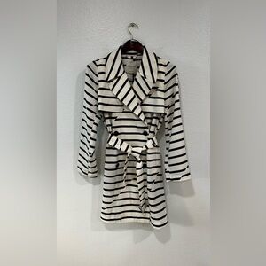 NWOT Madewell Black and White Striped Trench Coat